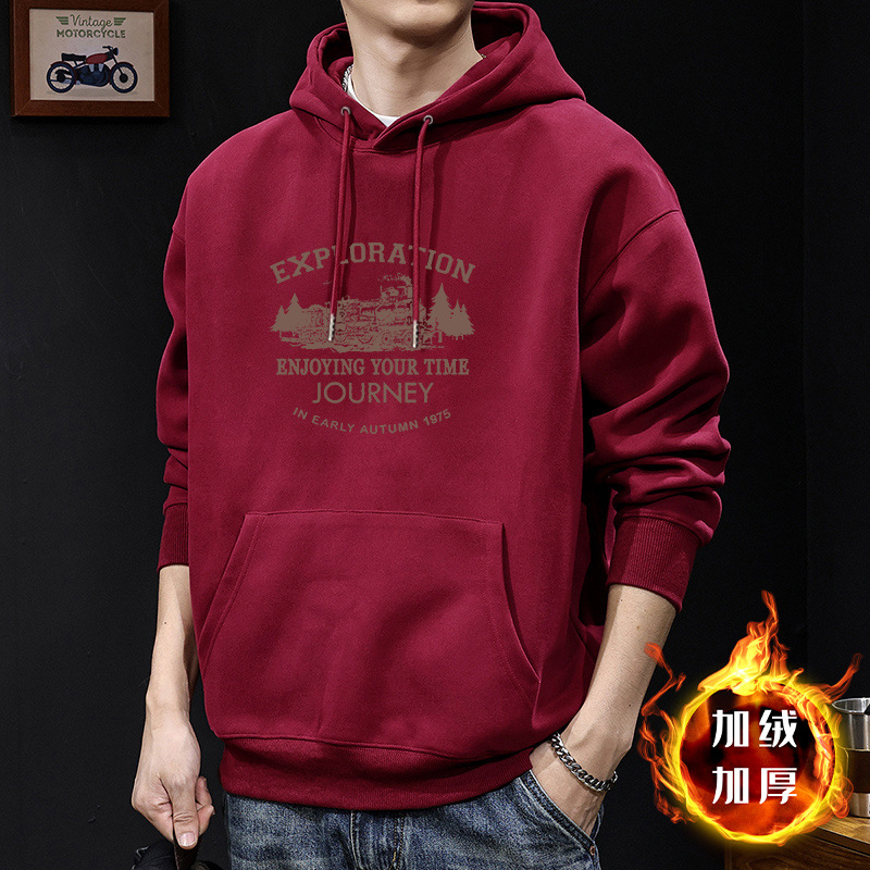 Invierno chaqueta de hombre con capuzas invierno más veludo engrosado marca de tendencia de otoño pesado nuevo otoño invierno ropa de hombre primavera y otoño