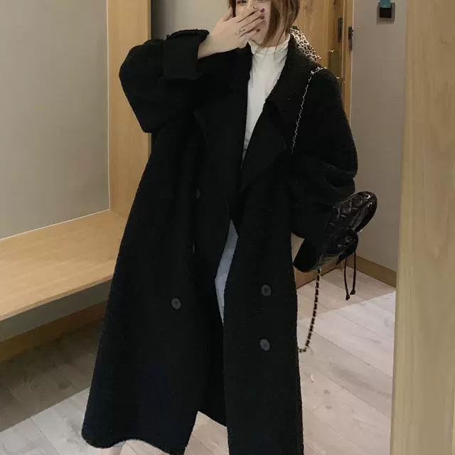 Long winter jacket, retro coat, mid-length, Korean style
