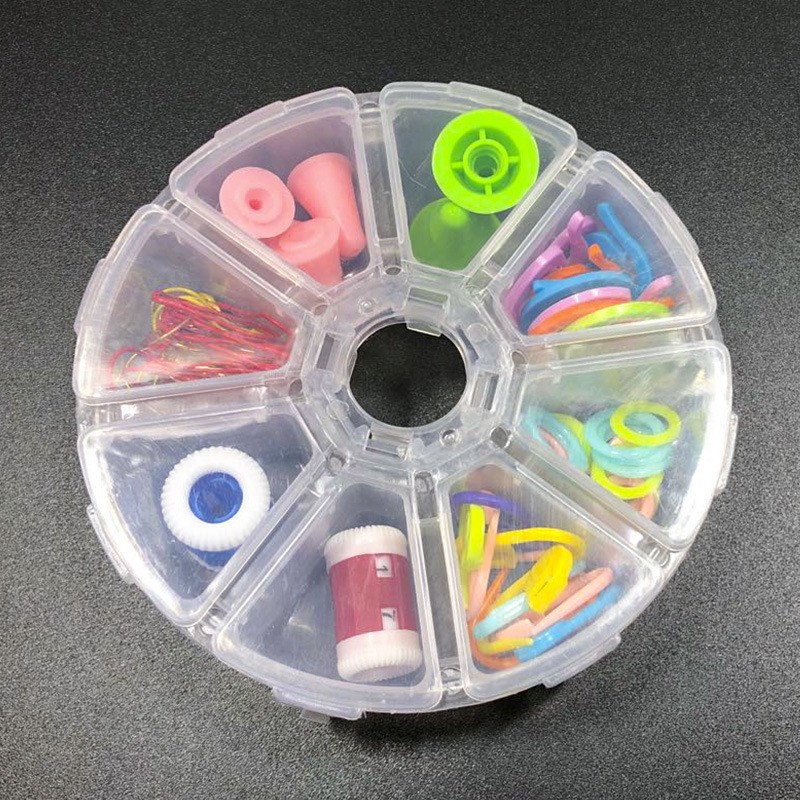 Transfronterizo 10 cuadrículas 120 piezas de plástico en caja pequeños alfileres, marcas, hebillas, suéteres, herramientas de tejido, materiales de bricolaje