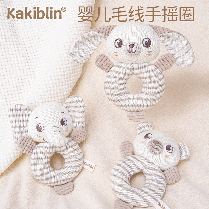 New Product Kakiblin Infant Knitted Wool Hand Bell Baby Sleep Soothing Hand Ring Newborn Gift