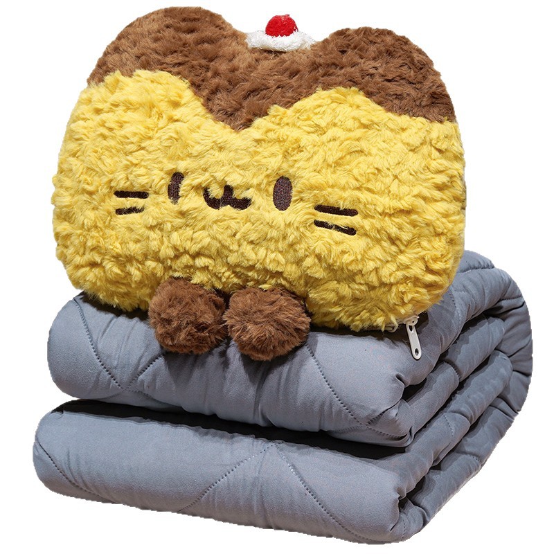 Cojín Manta 2 en 1 Multiuso de Peluche, Multifuncional, Plegable, para Oficina y Auto