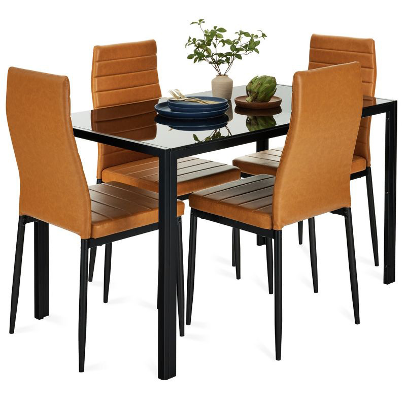 Exportación personalizada de vidrio temperado mesas de comedor sillas transparentes nórdicas mesas de comedor rectangulares