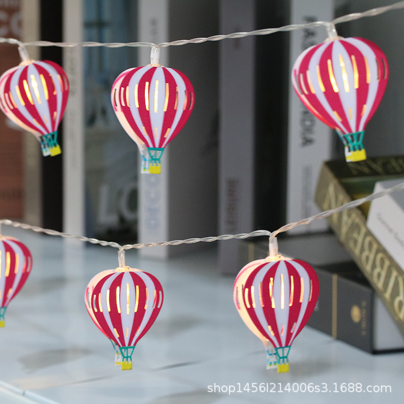 Nueva Cadena de luz LED de hierro globo de aire caliente ins caja de batería interior Cadena de Luz Decoración de Navidad pequeño colgante de luz de color