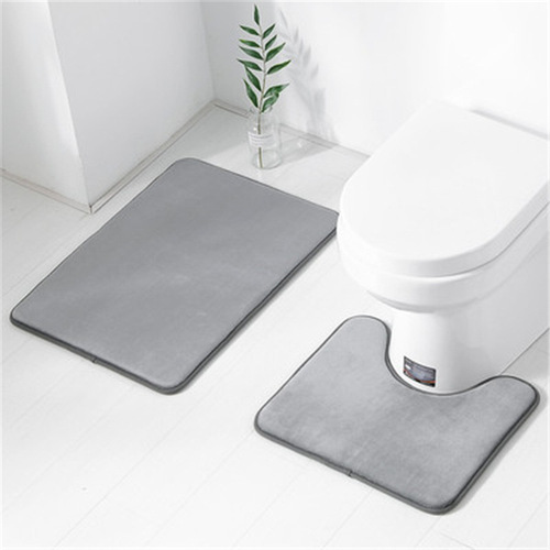 New Style Home Carpet Bathroom Solid Color Toilet Mat Two-piece Set Bathroom Non-slip Mat Set Large Size Floor Mat for Living Room