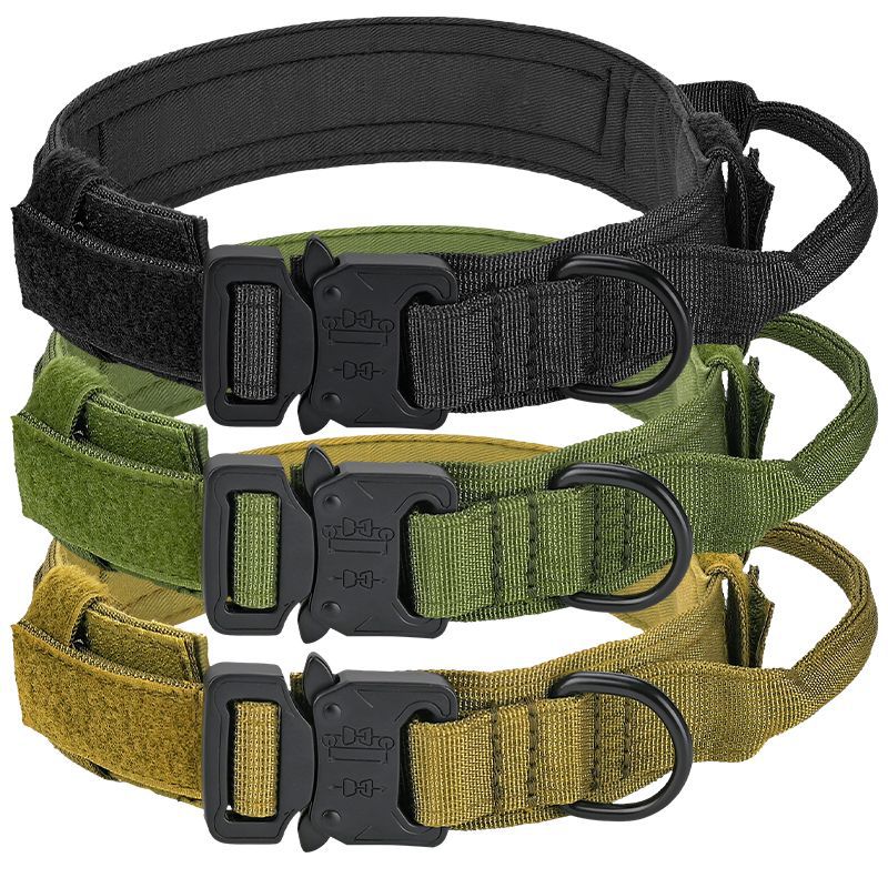 Collar táctico transfronterizo para mascotas collar de perros militares collar de entrenamiento de perros de tamaño medio collar de tracción de nylon collar de perro grande
