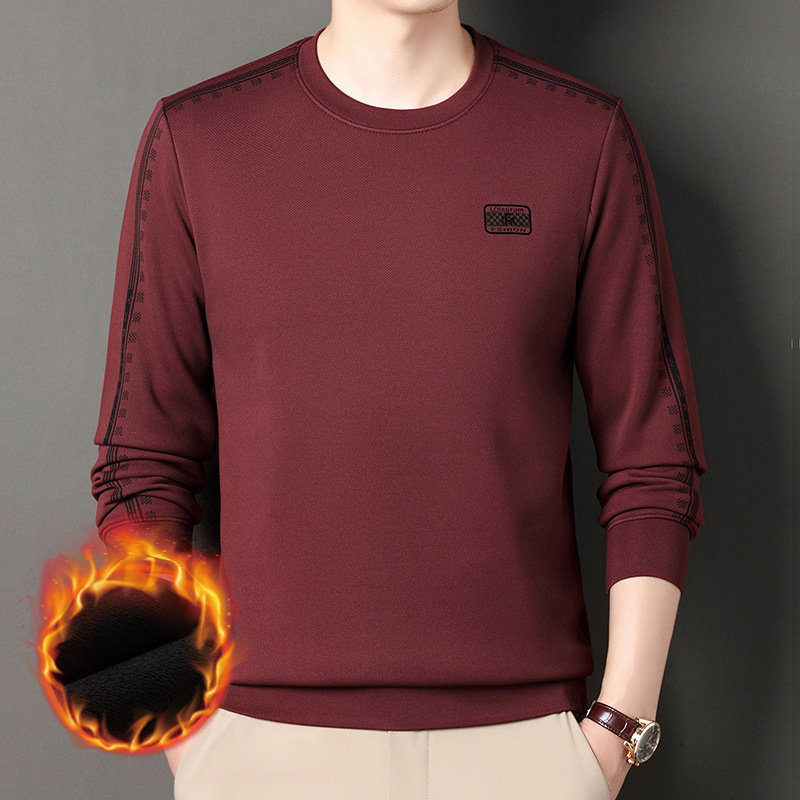 Nuova maglietta da uomo a maniche lunghe morbida e spessa con base girocollo, top trendy e versatile_voghion.com