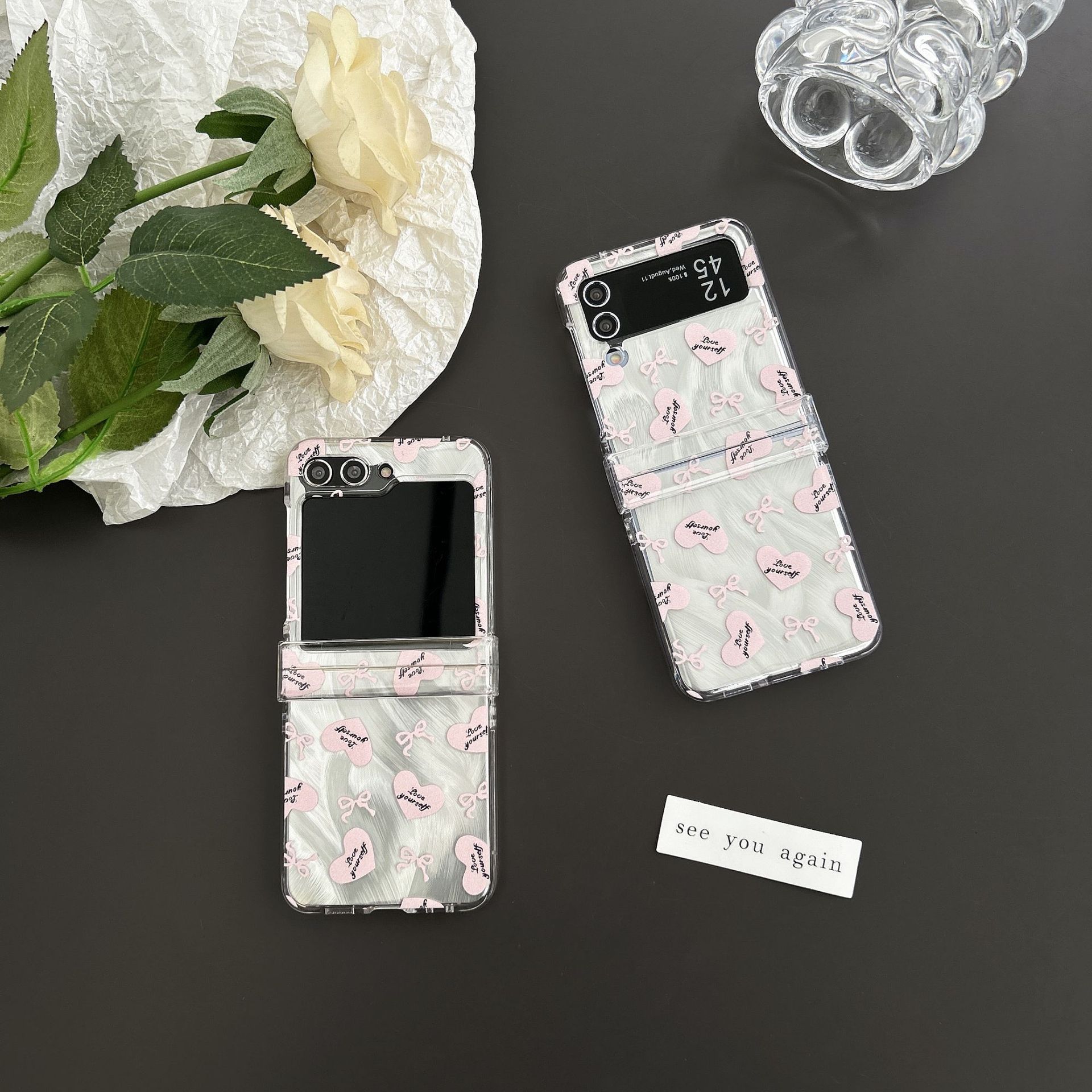 Love Bow for Samsung Galaxy Z Flip5 Phone Case Zflip4/3 Folding Screen Saver Sheath_voghion.com