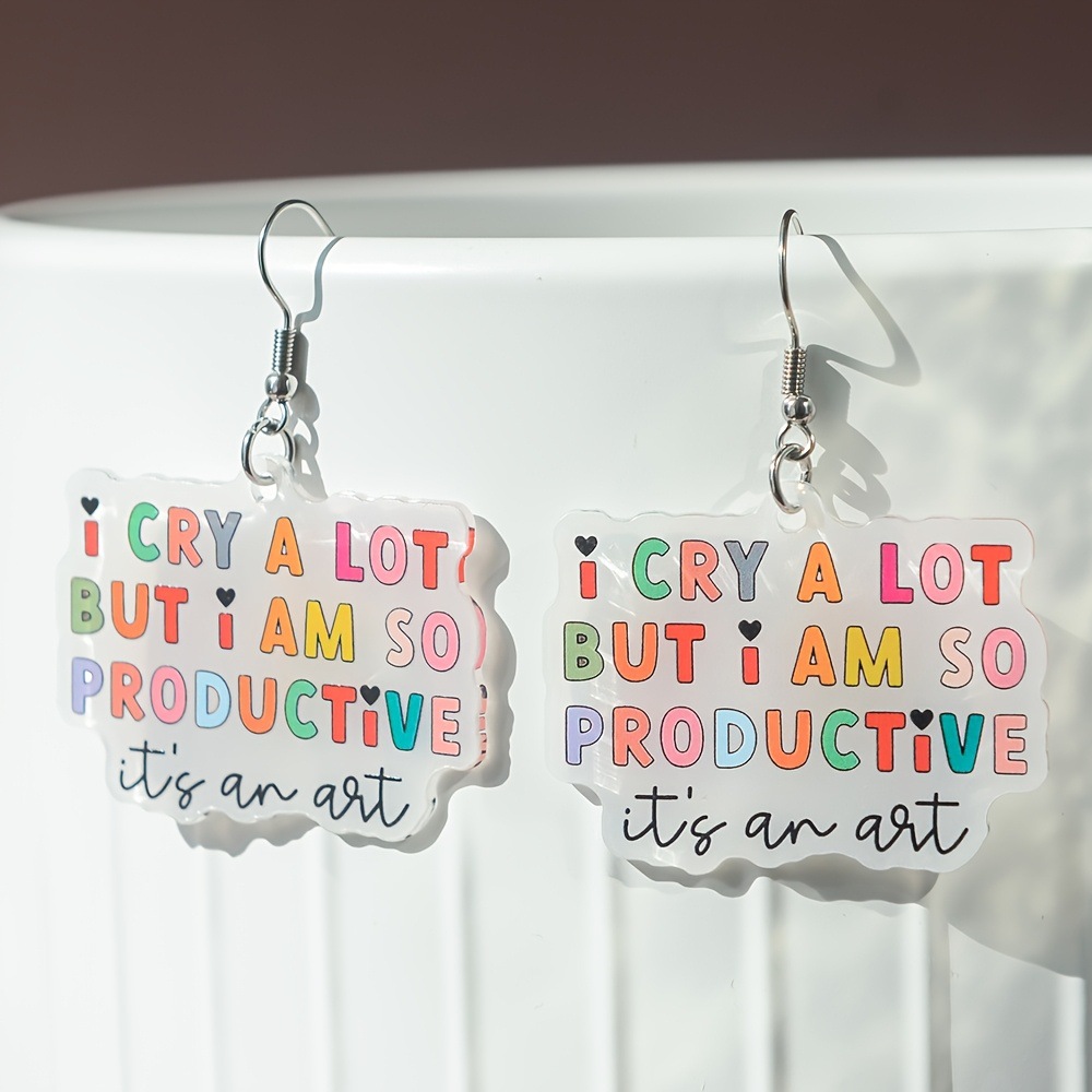 Acrylic design fashionable earrings with letters stainless steel
