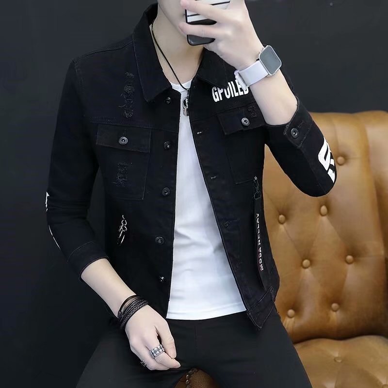 Spring and Autum Men's Denim Jacket Ins Trendyy Brand Versatile Slim Jacket Korean Style Trendyy Men's Workwear Denim Jacket