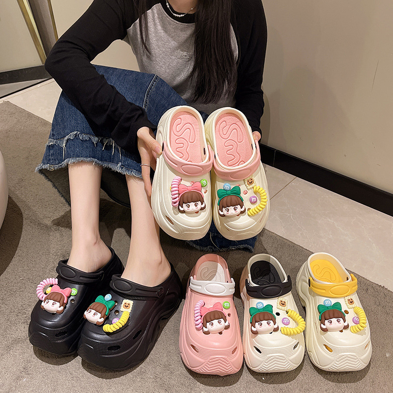 Internet Celebrous Fashionable Baotou Half Slippers Women's Outfit Spring and Autumn New Thick-soled Summer Cave Shoes All-match Lazy Slippers for Women Internet Celebrous Fashionable Baotou Half Slippers Women's Outfit Spring and Autumn New Thick-soled Summer Cave Shoes All-match Lazy Slippers for Women