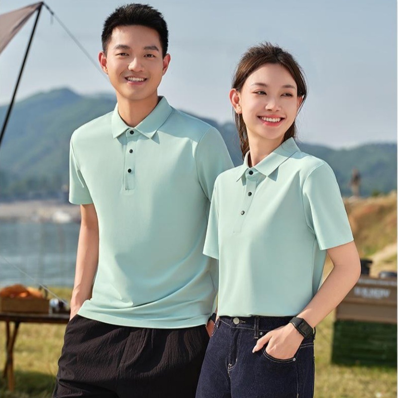 Polo Shirts with Lapels, Workwear with Printed Text, Custom-Made Short-Sleeved Shirts, Group Uniforms, Embroidery Customization, Logo Printing