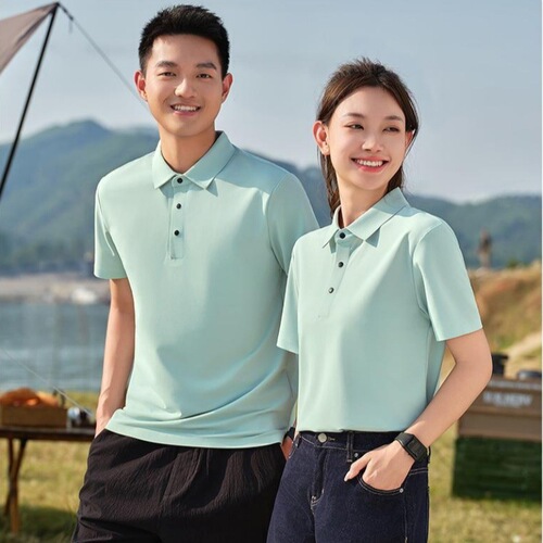 Embroidered logo printed polo shirts, workwear with printed text, custom team culture t-shirts