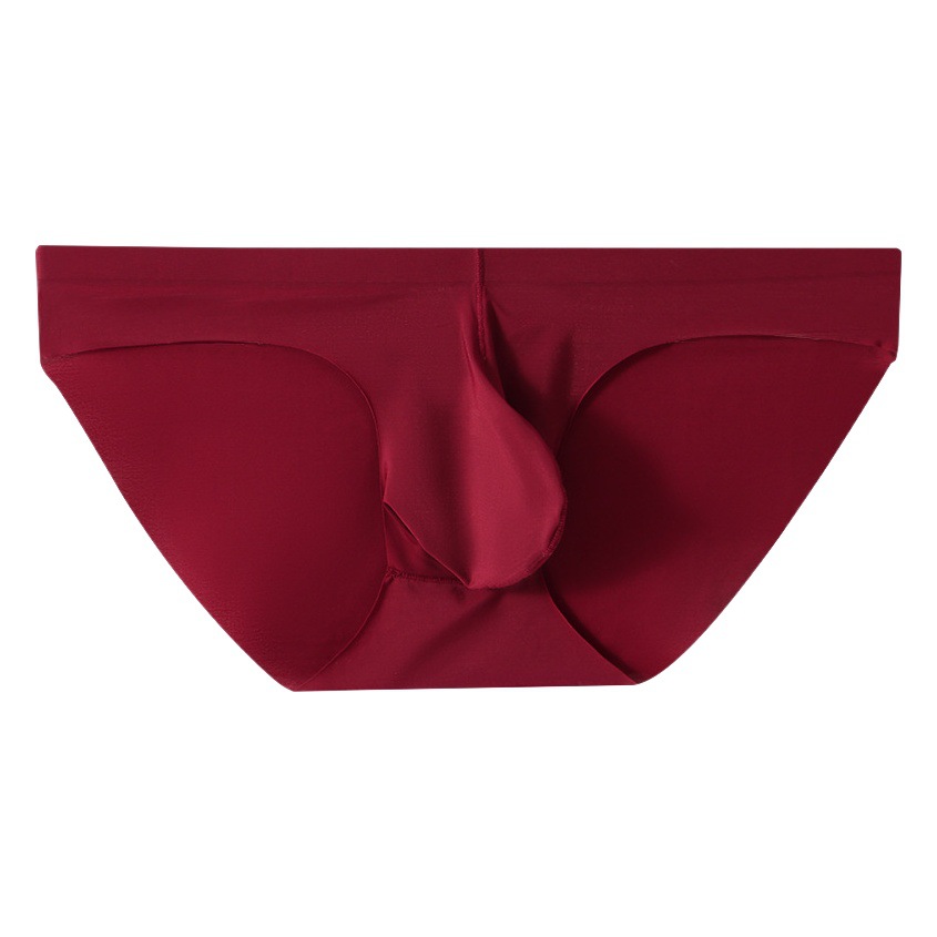 Primavera y verano nueva ropa interior sin costuras de seda de hielo calzoncillos para hombres pistola convexa separación de huevos secado rápido moda juvenil pantalones cortos de color sólido