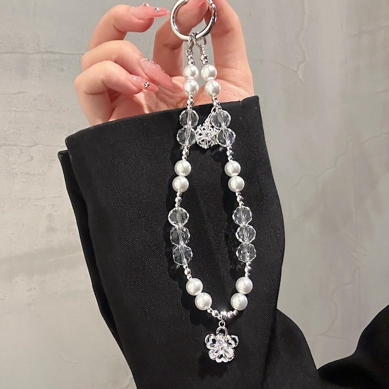 Cadena de colgar para teléfono móvil de alta gama hecha a mano de boutique, cadena de giro de copo de nieve de viento, cordón de teléfono móvil de moda, colgante de mensajero largo