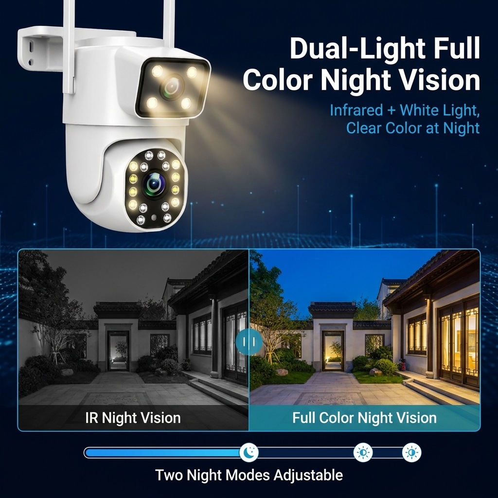 3MP WiFi Dual-Lens-Kamera mit Nachtsicht und AI-Erkennung