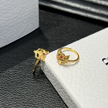 18k金狐狸面具戒指 au750彩金精致显气质送礼自留两相宜指环 批发