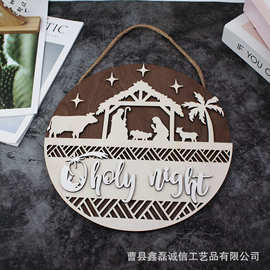 跨境木质圣诞工艺品挂件家居墙壁装饰挂件家用玄关入门墙上挂件