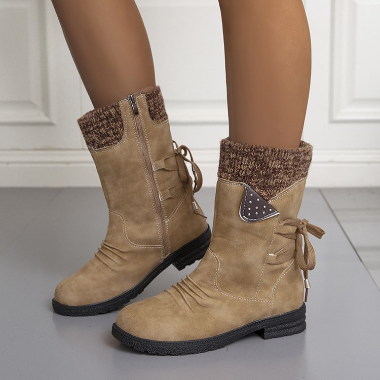 Large Size Short Boots Women Fashion Explosion Outer Boots Women Solid Color Low Heel Short Boots_voghion.com