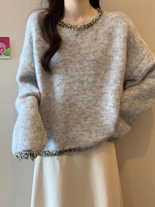 2025秋季新款女装韩系胖MM女士针织衫软糯慵懒风显瘦毛衣女A7517|undefined