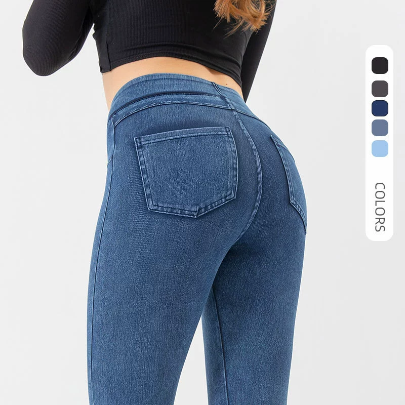 Jeans for yoga, trousers, fitted sports underwear for hips shape correction for leisure, European style, (Cross-border trading), high waist, tight