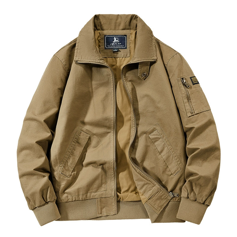 Весенняя и осенняя новая мужская летающая куртка свободная крупногабаритная одежда из хлопка тонкая повседневная куртка с лацканом