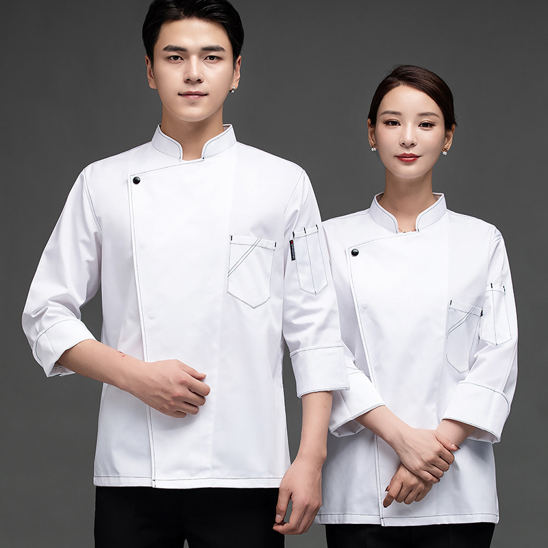Chef ropa de trabajo de los hombres de manga larga ropa de otoño e invierno catering restaurante hornear panadería pastel ropa de chef occidental
