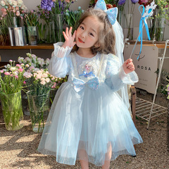 布衣樂童2024新款女童連衣裙春秋款寶寶周歲女孩春裝兒童公主裙子
