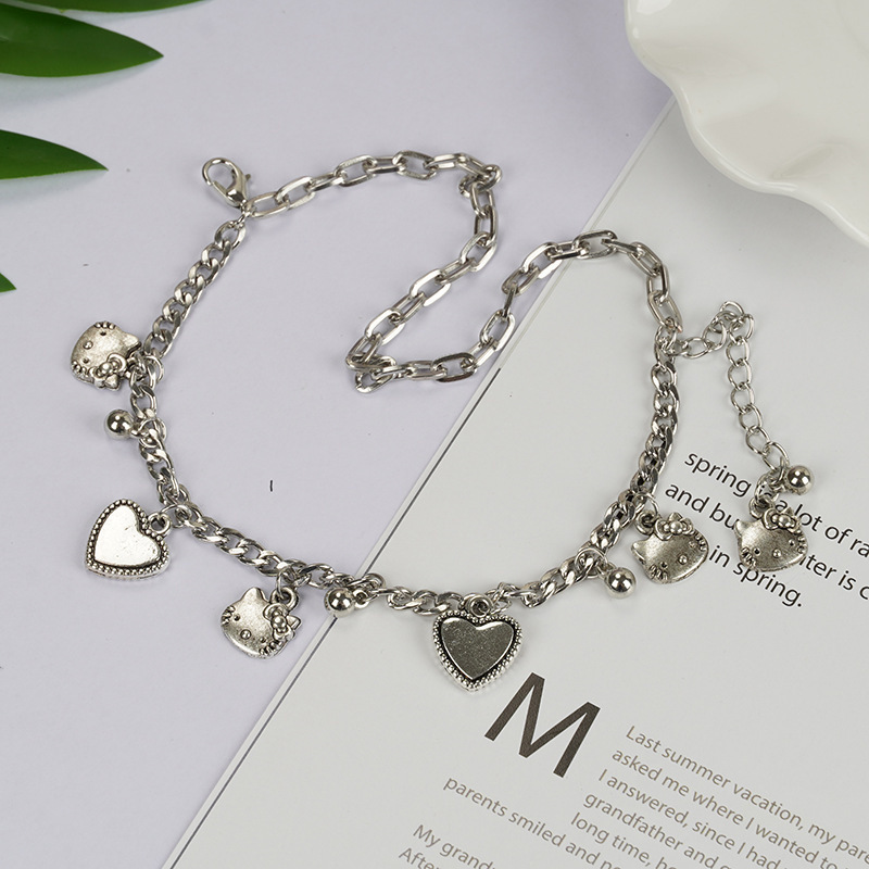 Cross-border Retro Pendant Multi-layer Couple Bracelet Wind Round Beads Love Women's Bracelet Niche Design Bracelet Light Luxury Trend