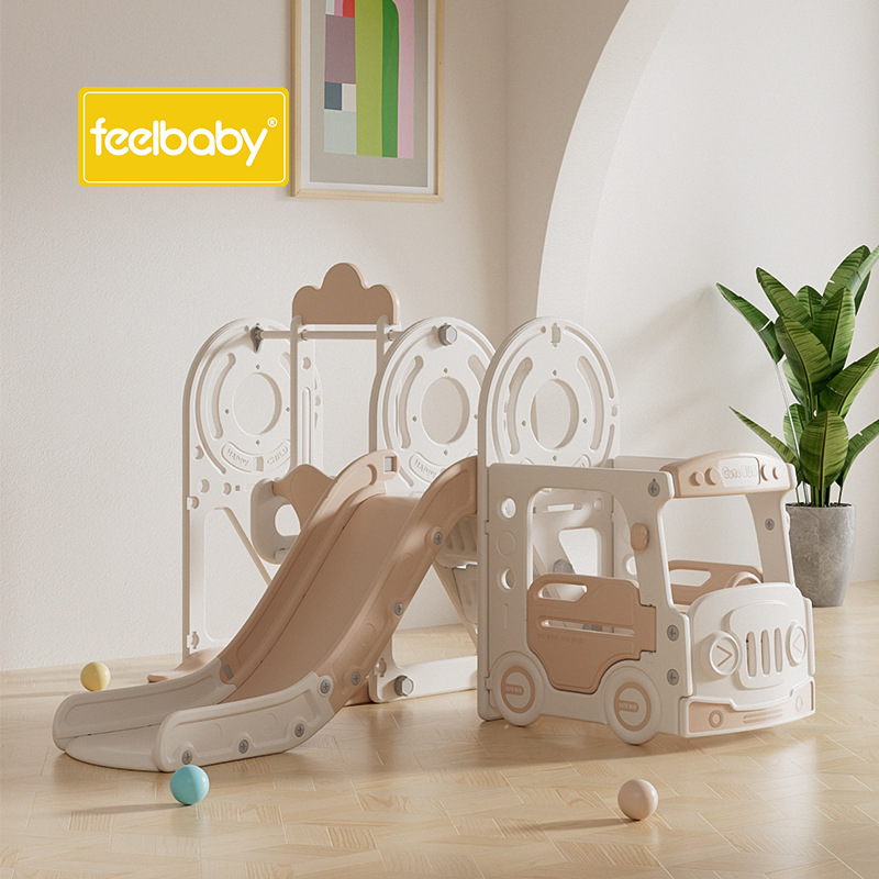 Feelbaby Children's Indoor Bus Slide Home Toy Multi-functional Baby Slide Small Swing Set