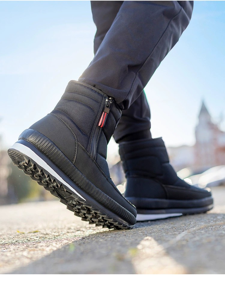 Nordost Verdickte, kurze, rutschfeste Herren-Schneestiefel mit Fleecefutter, warm, für den Winter, große Baumwollschuhe_voghion.com