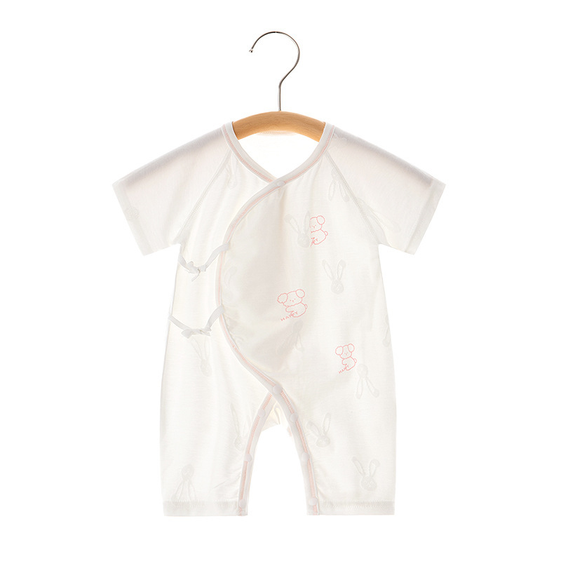 반팔 바지 점프 수트  여름 자카드 얇은 뼈없는 옷 토끼 옷  에어컨 옷