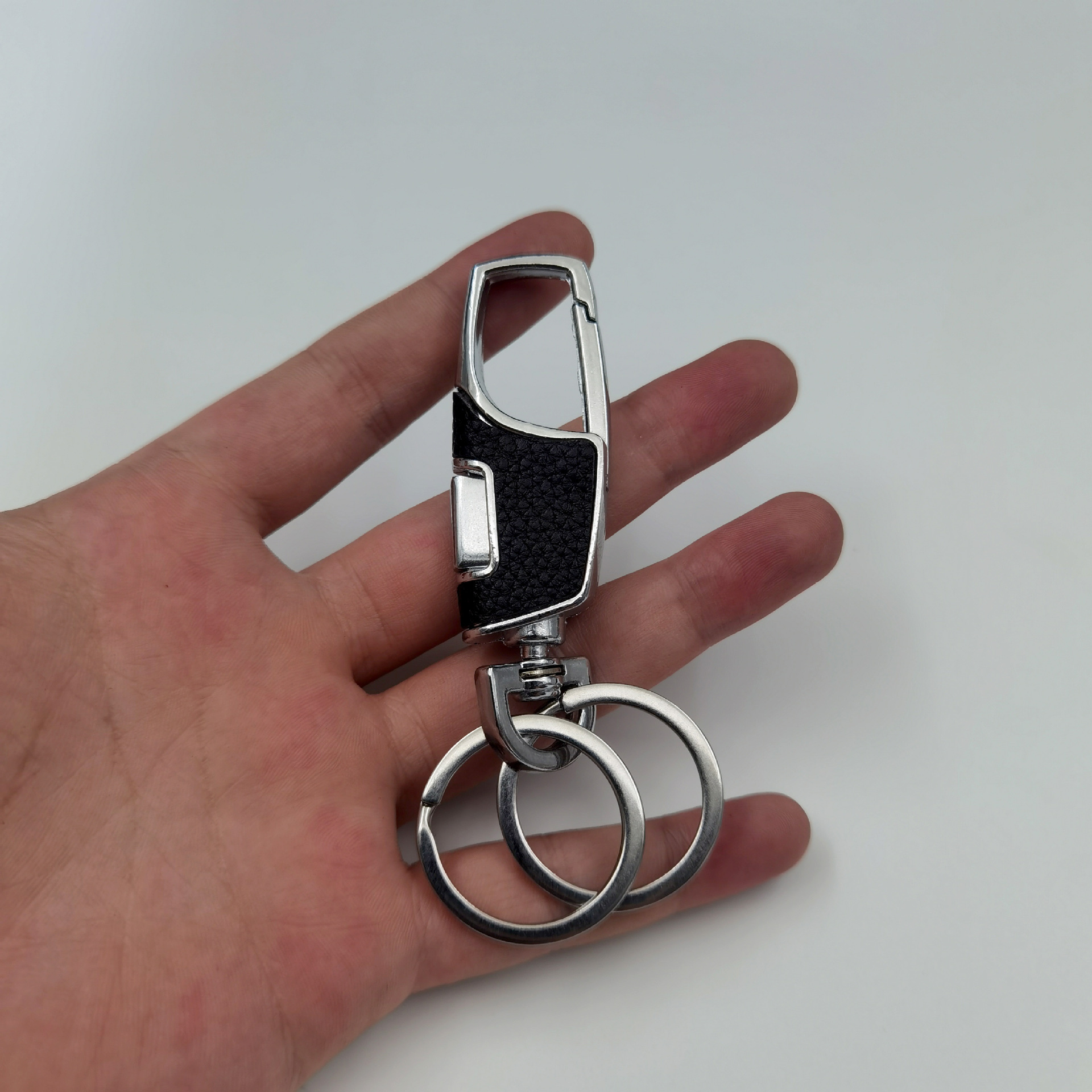 One-Press llavero del coche colgante doble anillo espesado Anti-Perdido metal creativo hombres cinturón llavero al por mayor