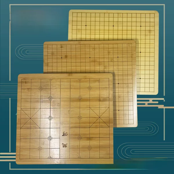 Go Board Chinese Chess Two-In-One Double-Sided Engraved Bamboo Chess Board Large Chess Rounded Bamboo Wooden Board