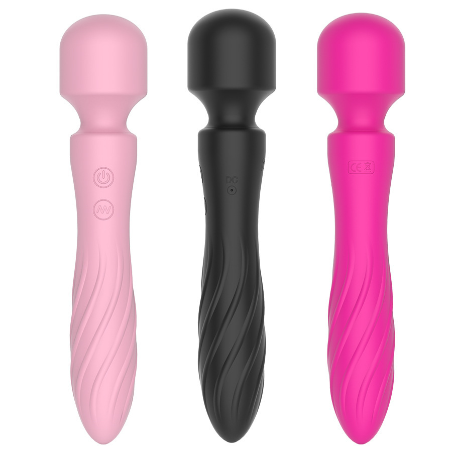 Double-head vibrator, strong vibration, rubber-coated 10-frequency female massage sex toy, cross-border front and back rotation, multi-purpose vibration