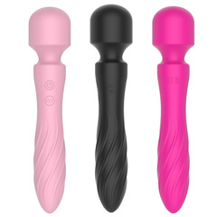 Double-head vibrator, strong vibration, rubber-coated 10-frequency female massage sex toy, cross-border front and back rotation, multi-purpose vibration