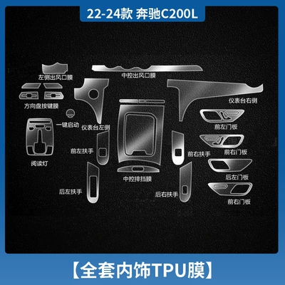 Car interior film: Central Control Interior Protective Film - 22-25-mercedes-benz-c-class-interior-tpu-film-does-not-come-with-two-screens