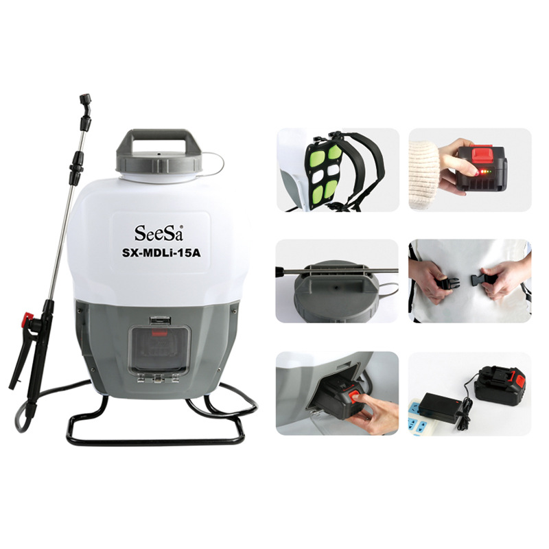 Aplicador de pesticidas con pulverizador eléctrico de 15L, batería de litio, varilla telescópica extendida para huertos MDLI-15A. image 4