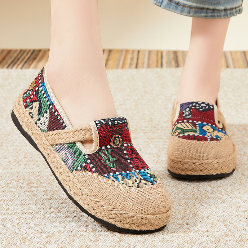 Zapatos mujer todo-fósforo verano nuevo estilo poliuretano ligero y cómodo zapatos de tela viejos de Beijing suela suave sin pies cansados zapatos de madre