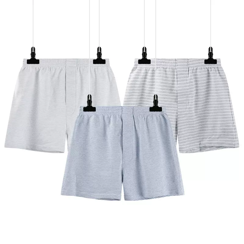 男士舒适型简装平角内裤柔软中腰平角内裤纽扣阿罗裤开口休闲短裤