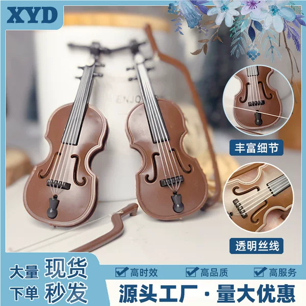 Christmas toy simulation violin mini model doll house scene dollhouse pocket play house decoration