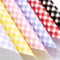 小清新格紋鮮花花束包裝紙夏日格紋防水歐雅紙花店花藝資材批發