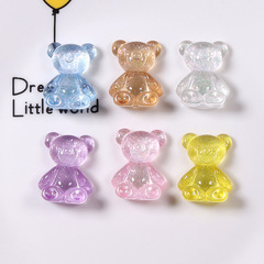 New resin color powder transparent bear children's headwear accessories diy cream glue glue phone case patch