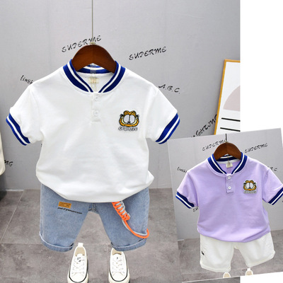 童装男童2021夏季新款立领POLO衫洋气短袖T恤搭配时尚短裤|ms