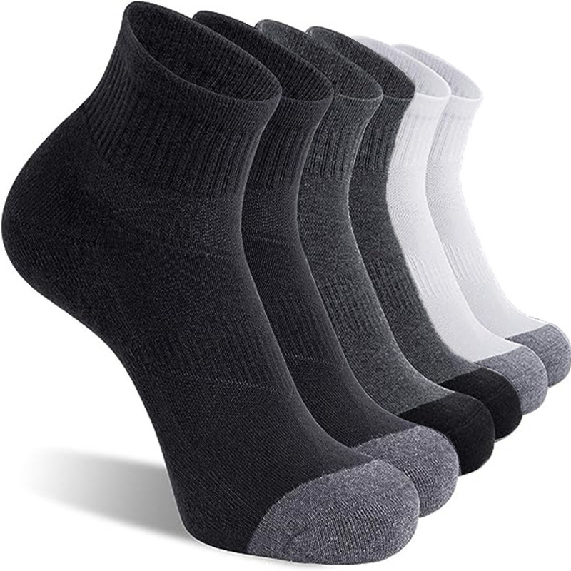 Cross-Border men's socks plus size mid-calf length socks foreign trade Wholesale Sports basketball socks solid color black and white men's short socks Cross-Border men's socks plus size mid-calf length socks foreign trade Wholesale Sports basketball socks solid color black and white men's short socks