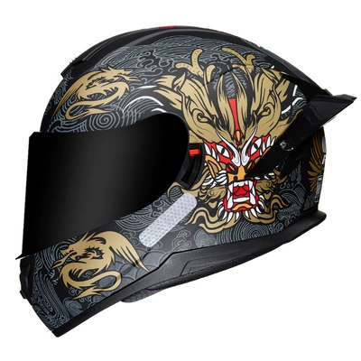 3C/DOT certification motorcycle helmet, Motosiklet kaskı (dəbilqə) - chinese-dragon-tea-mirror-m