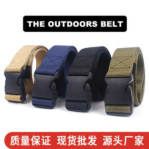 Multifunctional nylon outdoor belt men's tactical military training plastic buckle can pass security inspection pants belt wholesale for women