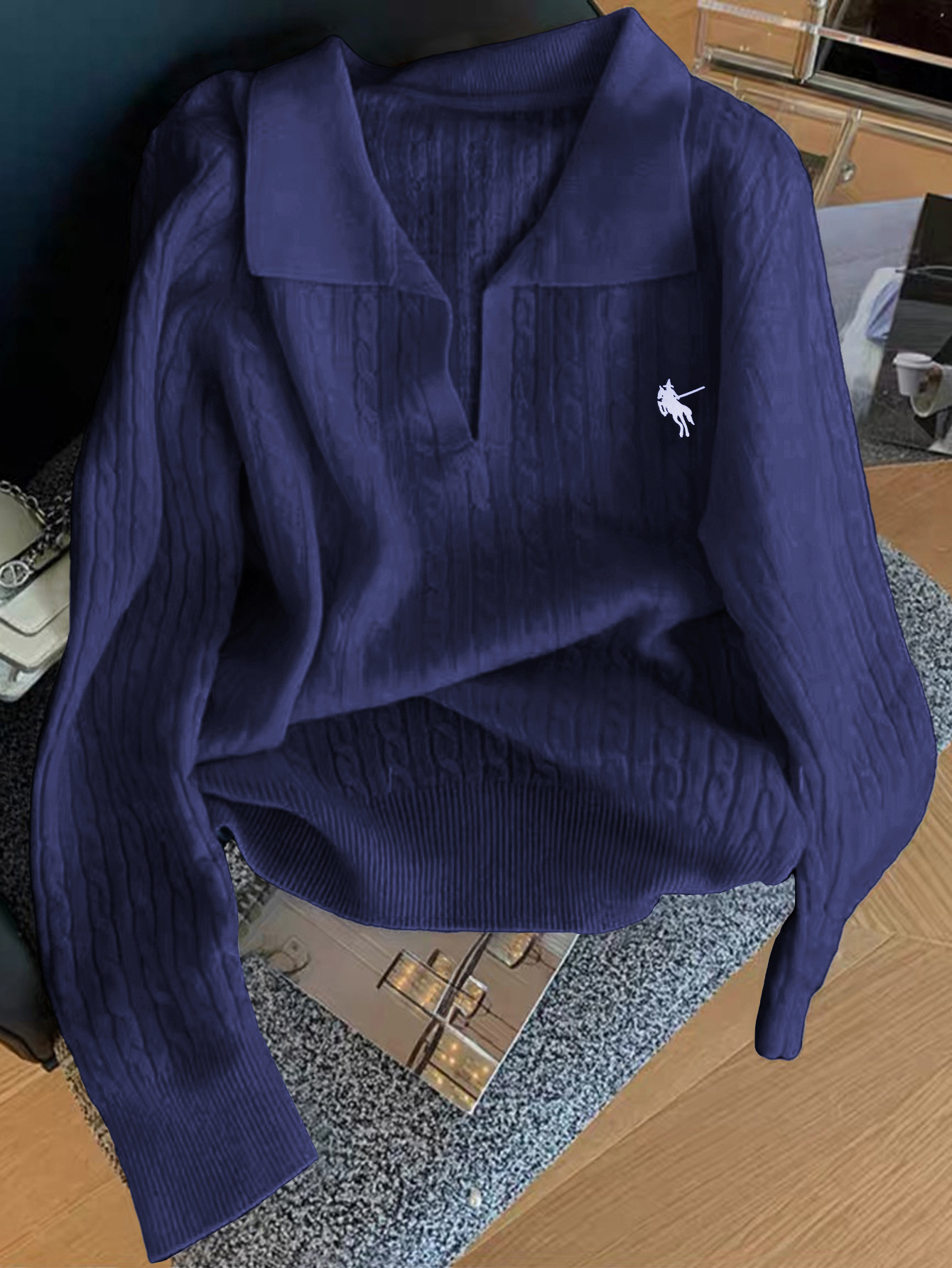 Kaikuo transfronterizo Europa y América estilo casual Polo cuello sólido suéter de manga larga de mujer 2025 otoño y invierno Amazon estación independiente