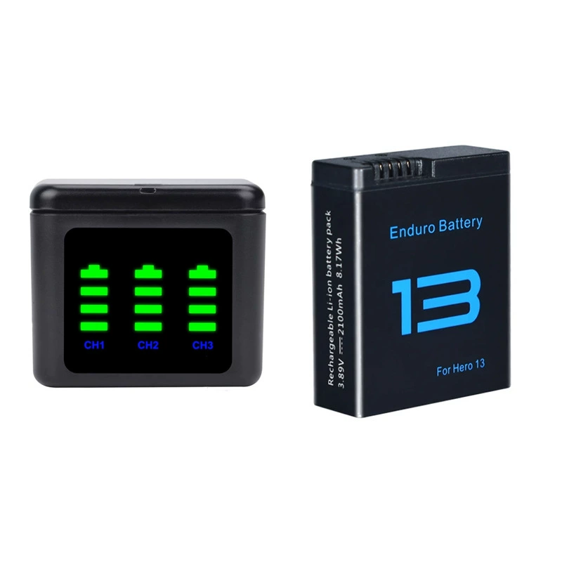 Подходит для камеры gopro13 аккумулятор Hero13 режим движения аккумулятор LED дисплей три зарядки склад зарядный комплект