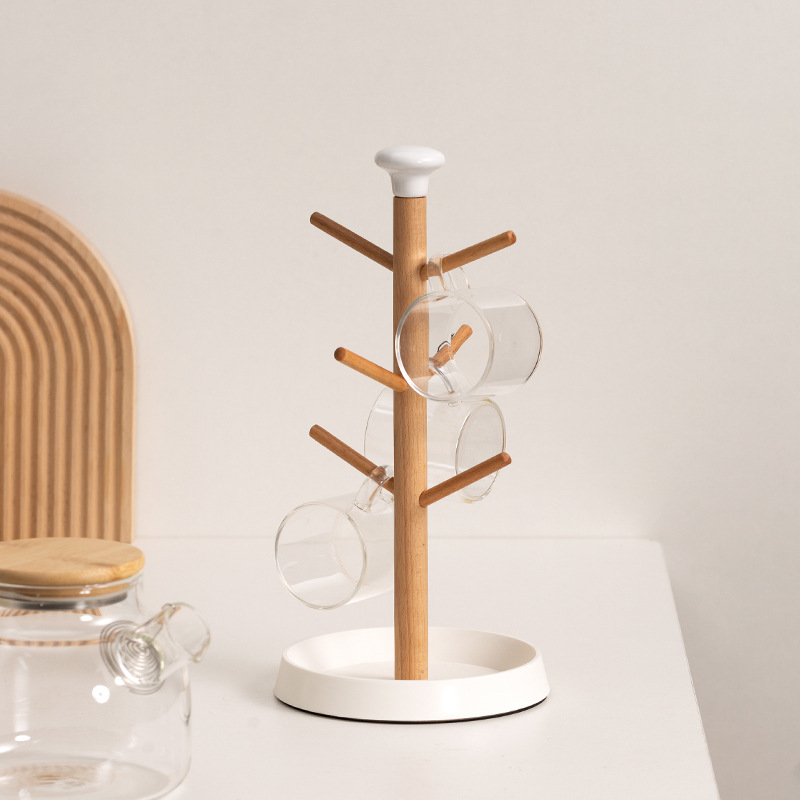 Creative Wooden Mark Tree Cup Holder Jewelry Rack Water Cup Holder Solid Wood Storage Rack Upside Down Drain Rack Perfume Wooden Rack