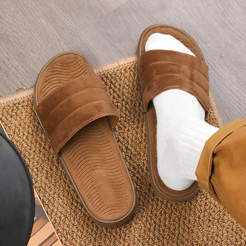 Casual retro men's fluffy slippers, new style, fashionable plush cotton slippers, all-match couples 'comfortable home slippers